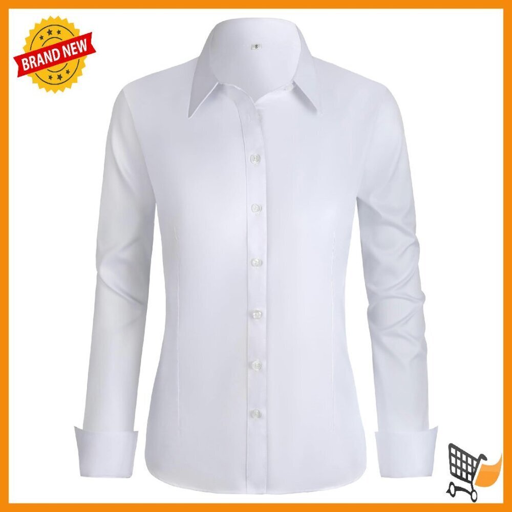 Stretch Long Sleeve Button Down Dress Shirt Business Casual Blouse